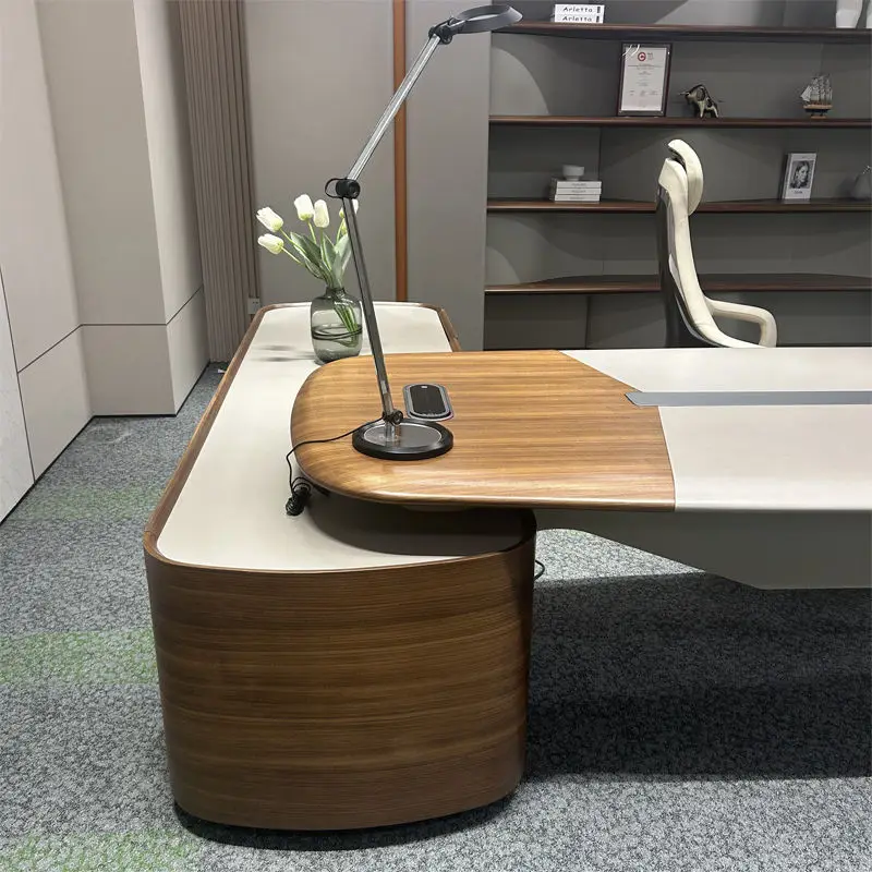 Luxury Wooden Panel Modular Office Desk for CEO/Boss Modern Design Large Size Commercial Use — image 6