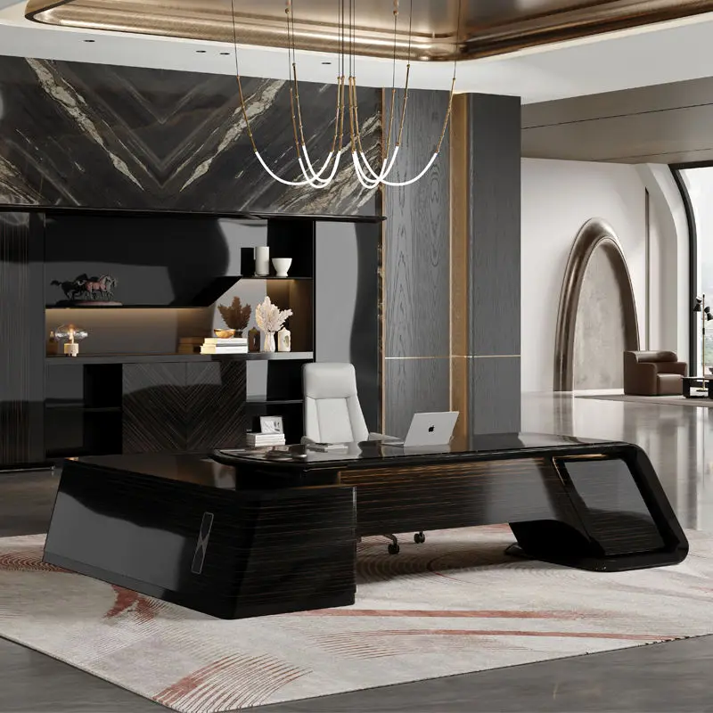 Luxury CEO L Shaped Wooden Panel Modern Multi-functional Modular Office Executive Computer Desk — image 3