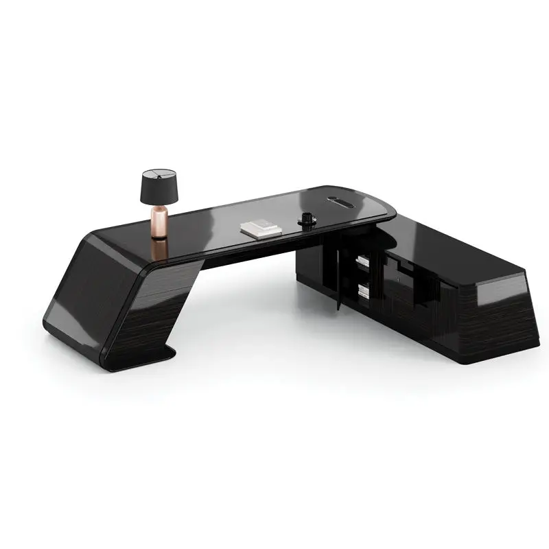 Luxury CEO L Shaped Wooden Panel Modern Multi-functional Modular Office Executive Computer Desk — image 4