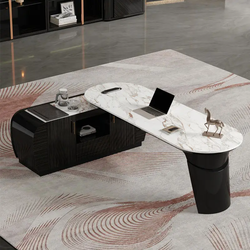 Luxury CEO L Shaped Wooden Panel Modern Multi-functional Modular Office Executive Computer Desk — image 6