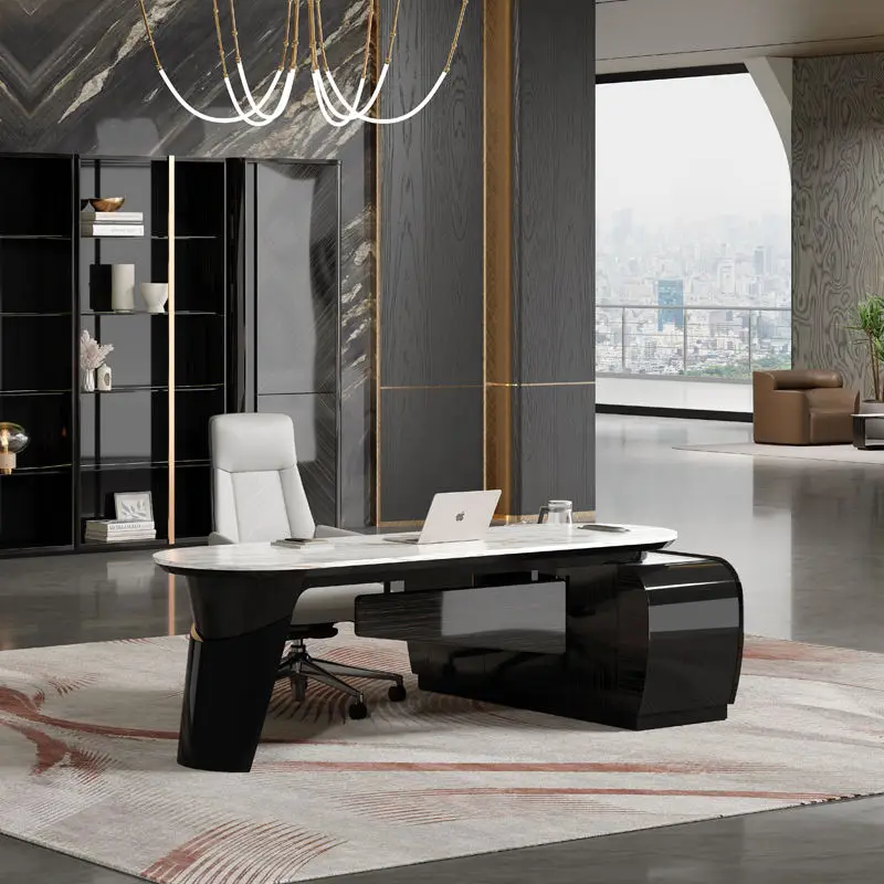 Luxury CEO L Shaped Wooden Panel Modern Multi-functional Modular Office Executive Computer Desk — image 7