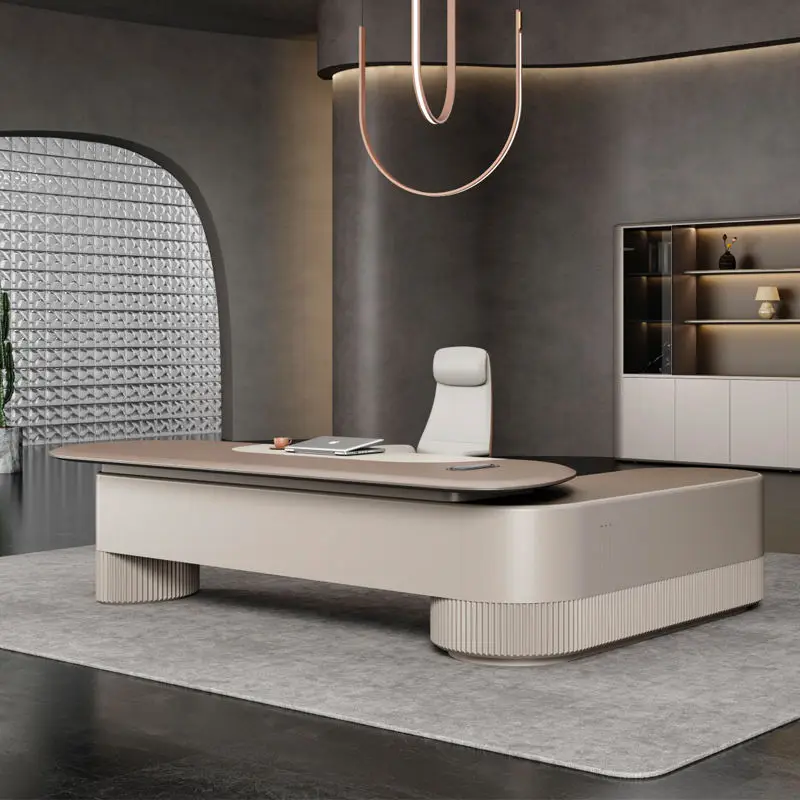 Modern Italian Style Wooden Panel Modular Creative Office Furniture Functional High-end Luxury Boss Desk Lightweight CEO — view 1
