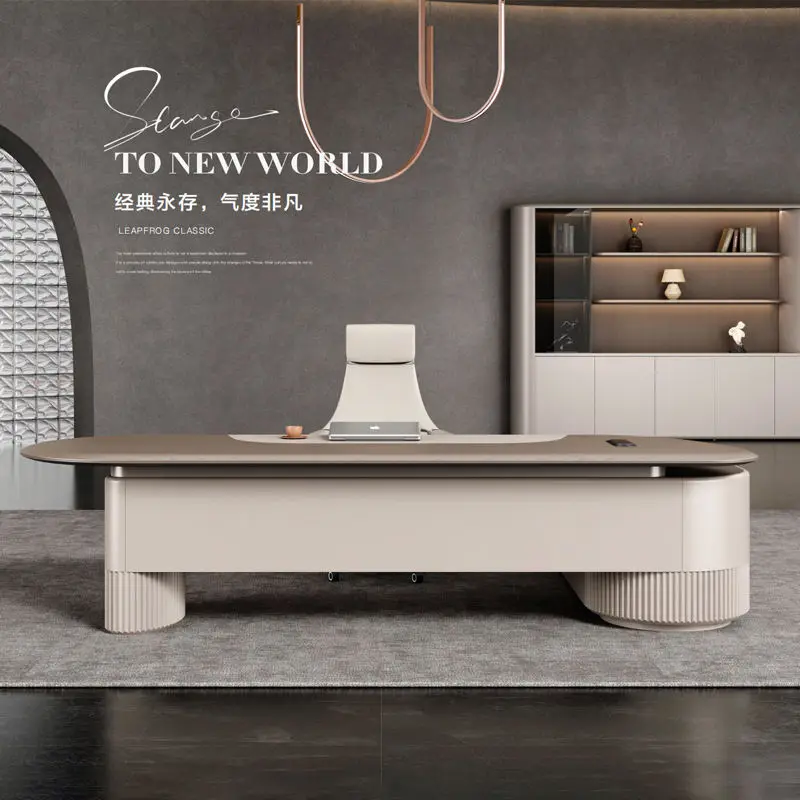 Modern Italian Style Wooden Panel Modular Creative Office Furniture Functional High-end Luxury Boss Desk Lightweight CEO Desk — image 3