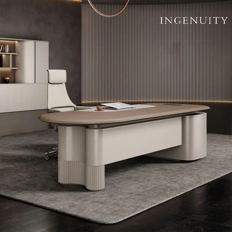 Modern Italian Style Wooden Panel Modular Creative Office Furniture Functional High-end Luxury Boss Desk Lightweight CEO Desk — image 6