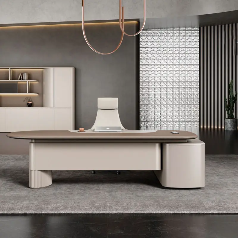 Modern Italian Style Wooden Panel Modular Creative Office Furniture Functional High-end Luxury Boss Desk Lightweight CEO Desk — image 7