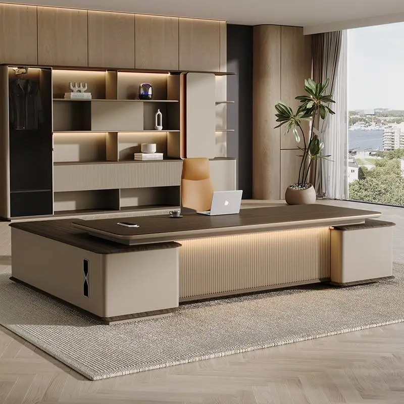 Luxury Modern L-Shaped Modular Executive Desk Extendable Solid Wood Home & Office Building Furniture — view 1