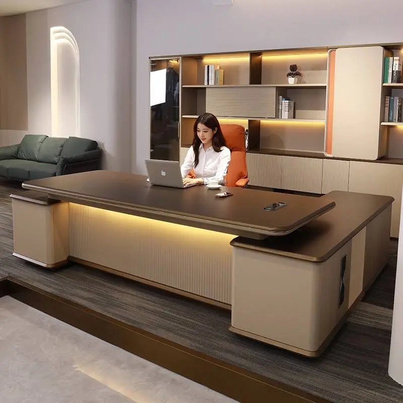 Luxury Modern L-Shaped Modular Executive Desk Extendable Solid Wood Home & Office Building Furniture — image 2