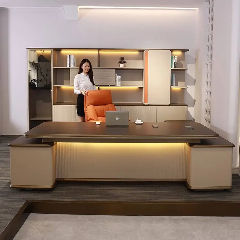 Luxury Modern L-Shaped Modular Executive Desk Extendable Solid Wood Home & Office Building Furniture — image 3