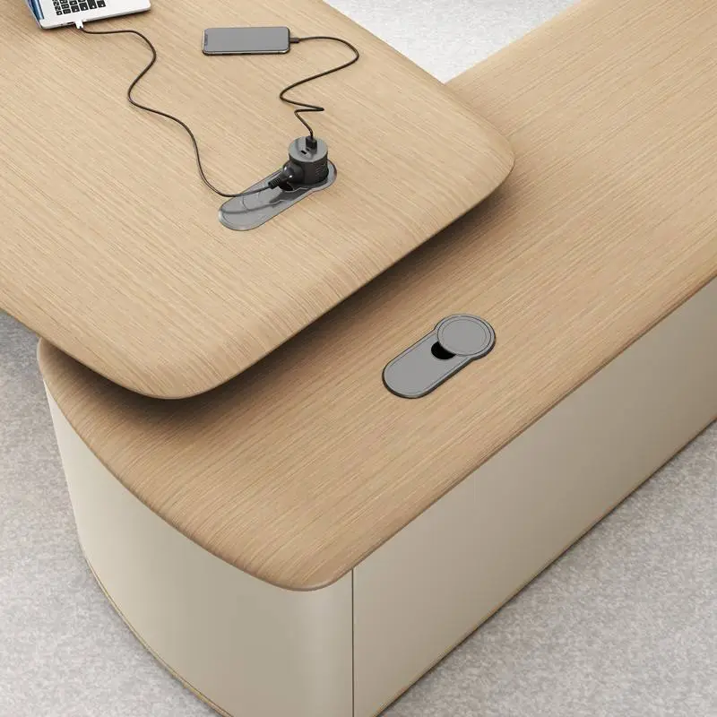 Italian Style Office Furniture LED Functional High-end Luxury Boss Desk Lightweight Luxury CEO Office Desk Desk — image 3
