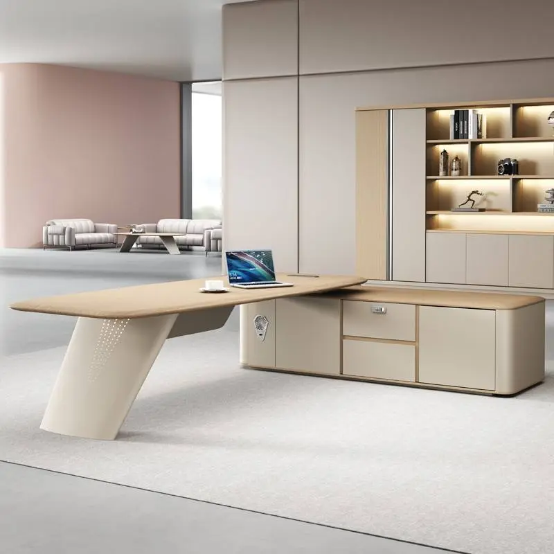 Italian Style Office Furniture LED Functional High-end Luxury Boss Desk Lightweight Luxury CEO Office Desk Desk — image 4
