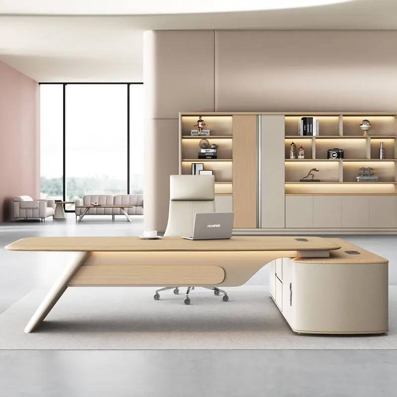 Italian Style Office Furniture LED Functional High-end Luxury Boss Desk Lightweight Luxury CEO Office Desk Desk — image 6