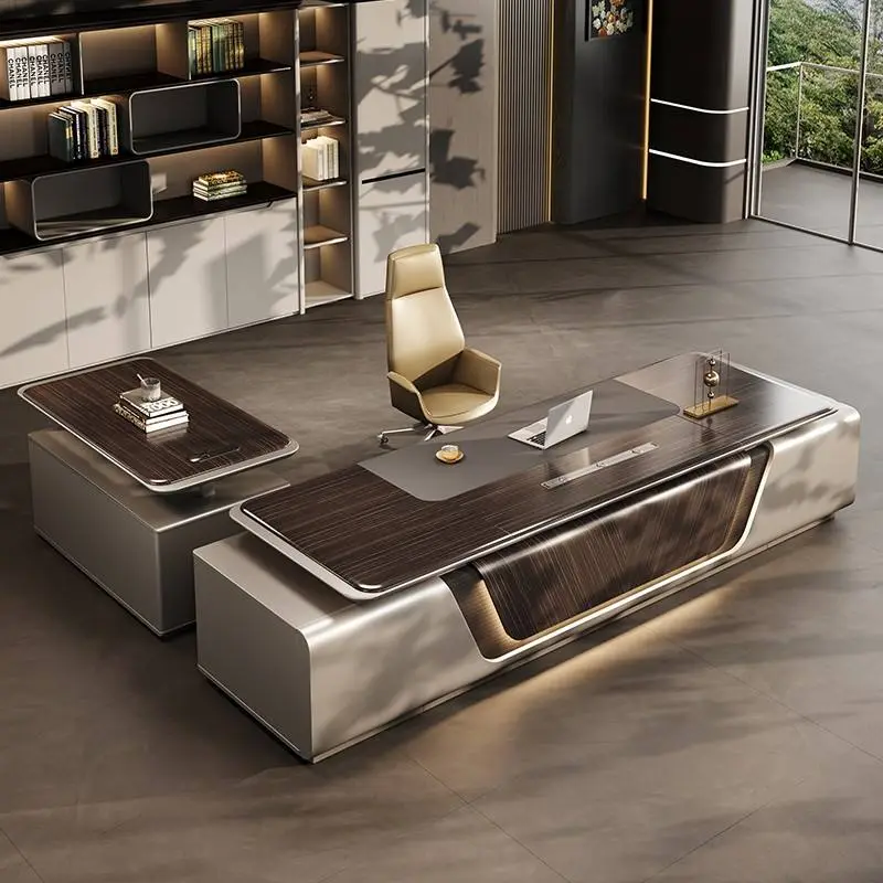 Luxury Modern L-Shaped Modular Executive Desk Extendable Solid Wood Home & Office Building Furniture — view 1