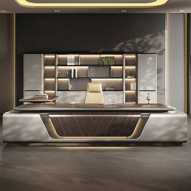 Luxury Modern L-Shaped Modular Executive Desk Extendable Solid Wood Home & Office Building Furniture — image 3