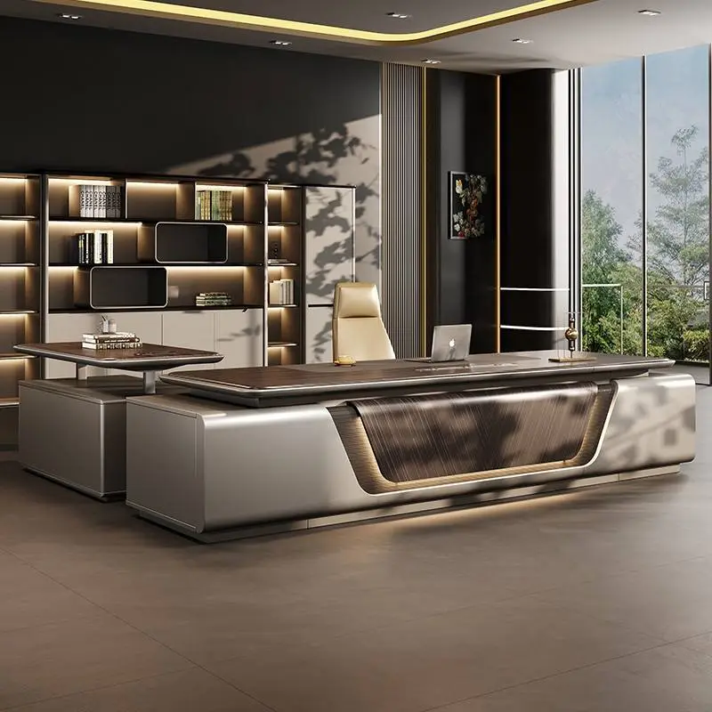 Luxury Modern L-Shaped Modular Executive Desk Extendable Solid Wood Home & Office Building Furniture — image 4