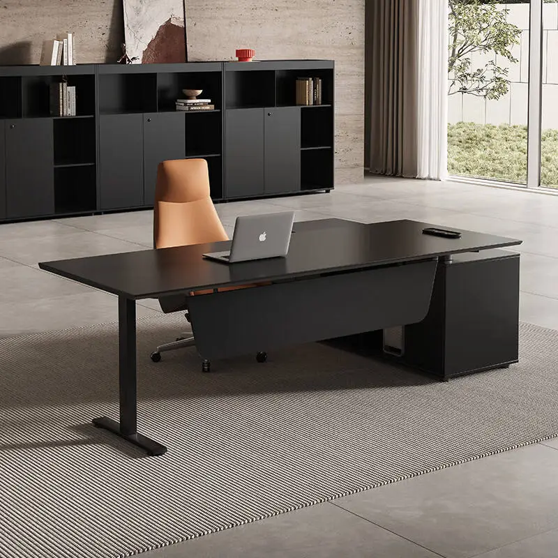 Italian-Style Wooden Modular Minimalist Modern Luxury Intelligent Height-Adjustable Executive Office Desk Chair Set for — view 1