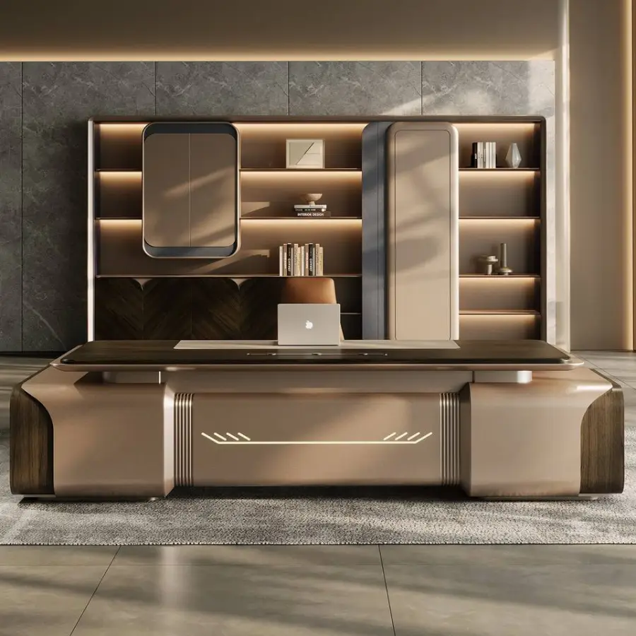 Luxury Modern L-Shaped Modular Executive Desk Extendable Solid Wood Home & Office Building Furniture — image 4