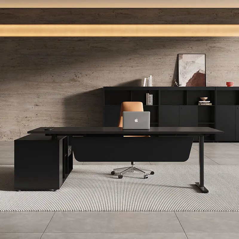 Italian-Style Wooden Modular Minimalist Modern Luxury Intelligent Height-Adjustable Executive Office Desk Chair Set for Managers — image 4