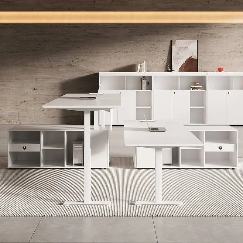 Italian-Style Minimalist Modern Luxury Office Managers Executives White Intelligent Height-Adjustable Executive Office Steady — image 3