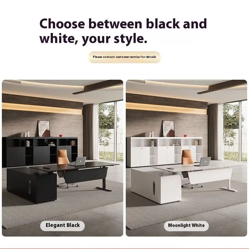 Italian-Style Minimalist Modern Luxury Office Managers Executives White Intelligent Height-Adjustable Executive Office Steady — image 4