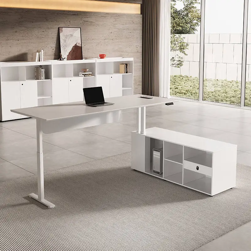 Italian-Style Minimalist Modern Luxury Office Managers Executives White Intelligent Height-Adjustable Executive Office Steady — image 5