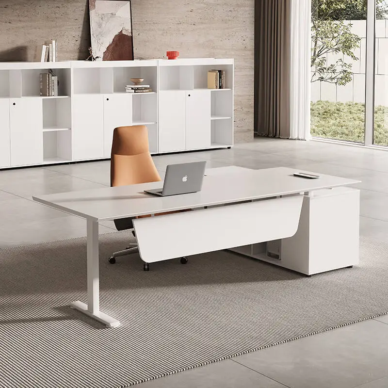 Italian-Style Minimalist Modern Luxury Office Managers Executives White Intelligent Height-Adjustable Executive Office Steady — image 6