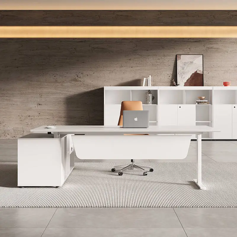 Italian-Style Minimalist Modern Luxury Office Managers Executives White Intelligent Height-Adjustable Executive Office Steady — image 7