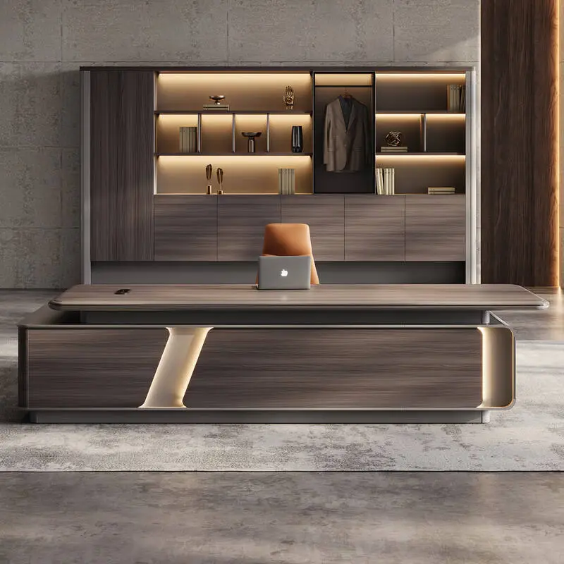 Luxury Modern L-Shaped Modular Executive Desk Extendable Solid Wood Home & Office Building Furniture — image 5