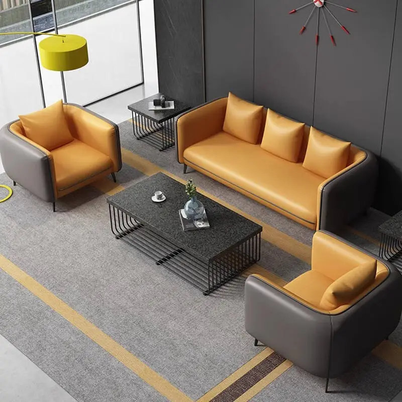 Modern Solid Wood Office Sofa and Coffee Table Combination for Business Reception or Negotiation for Three People Parlor — image 3