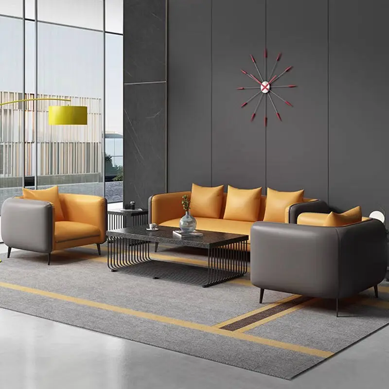 Modern Solid Wood Office Sofa and Coffee Table Combination for Business Reception or Negotiation for Three People Parlor — image 5
