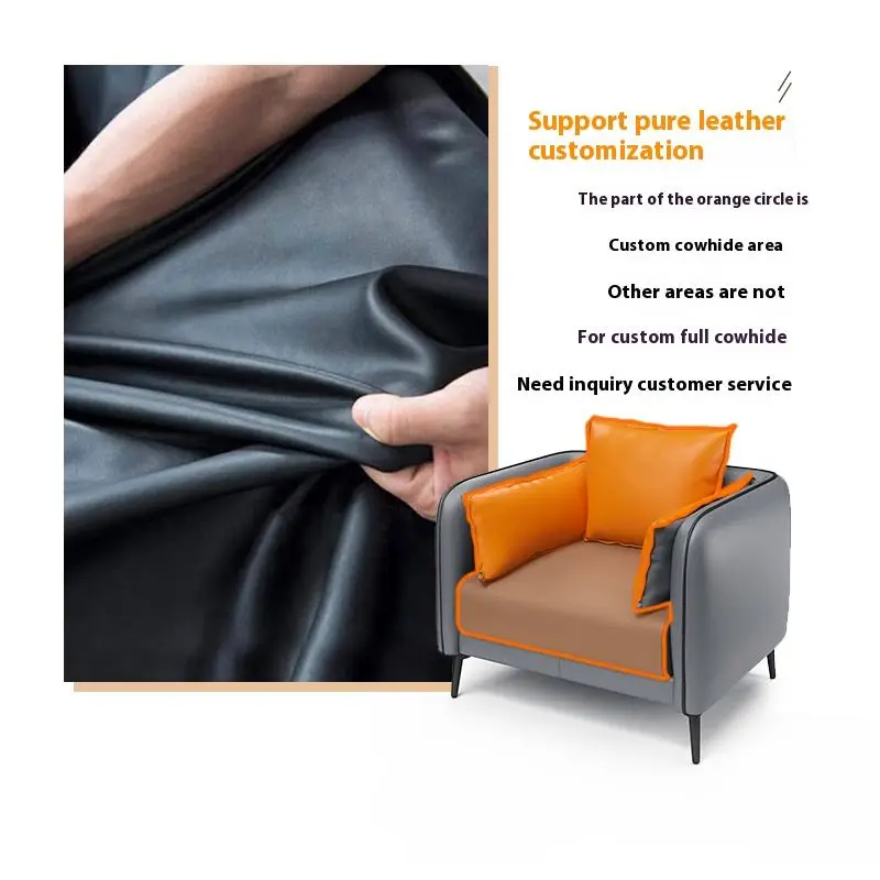 High Quality Modern Genuine Leather 3 Pieces Selection European Simple Style Office Sofa — image 2