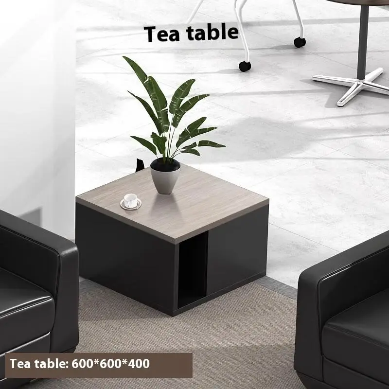 Modern Microfiber Leather Office Sofa with Solid Wood Coffee Table Single or Triple for Business Reception — image 2