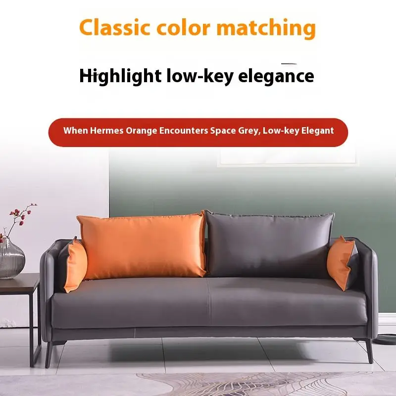 High Quality Modern Genuine Leather 3 Pieces Selection European Simple Style Office Sofa — image 4
