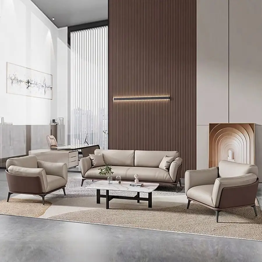 High Quality Luxury Modern Sectional Synthetic Leather Modular Sofa Bed 3 Pieces Selection Chinese Office Home Apartment — view 1