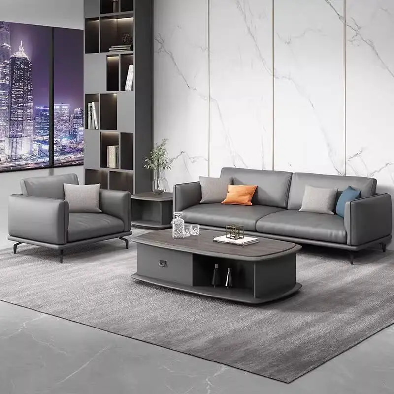 Modern Solid Wood Office Sofa and Coffee Table Combination for Commercial Use in Villa and Business Reception Rooms — image 4