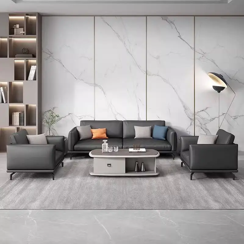 Modern Solid Wood Office Sofa and Coffee Table Combination for Commercial Use in Villa and Business Reception Rooms — image 5