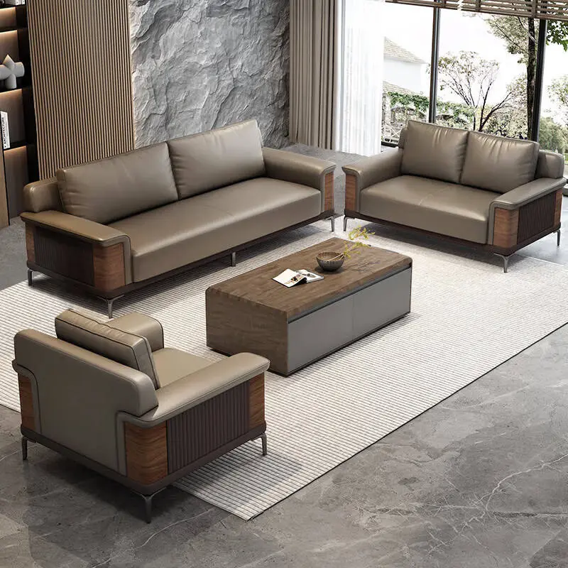 Best Price Modern Modular Office Room Furniture Foldable PU Leather Sofa Coffee Table Set Simple and Stylish — view 1