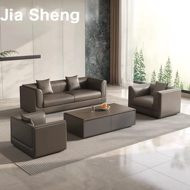 Simple Office Sofa the Best Price PU Leather Sofa with Coffee Table Set Office Room Furniture Synthetic Leather Modular Modern — image 3