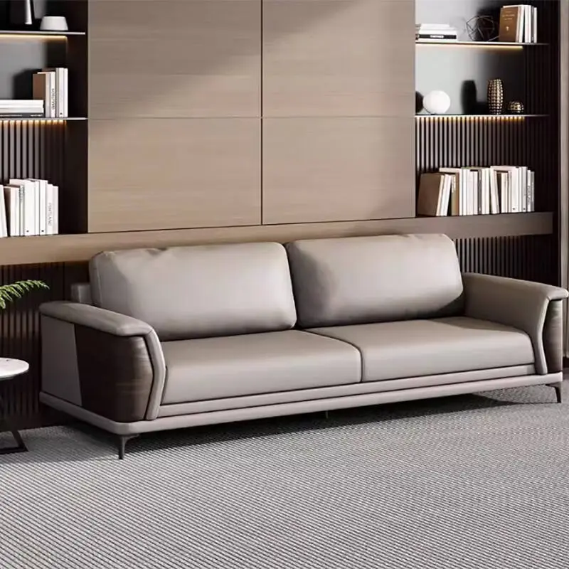 Simple Foldable Three Seat Office Sofa Best Price Wood Coffee Table Set Office Room Furniture Modular Modern — image 4