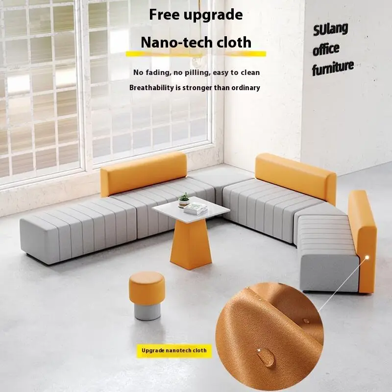 Modern Creative Profiled Fabric Arc Sofa with Tea Table Simple Office & Leisure Combination for Apartment & School Use — image 3