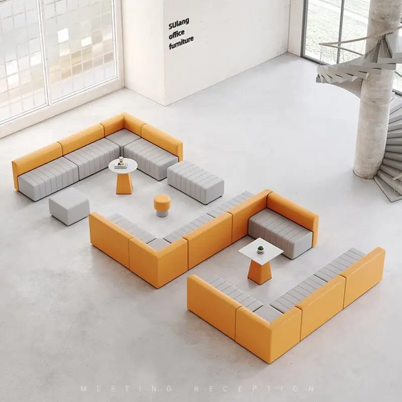 Modern Creative Profiled Fabric Arc Sofa with Tea Table Simple Office & Leisure Combination for Apartment & School Use — image 4