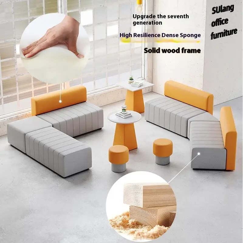 Modern Creative Profiled Fabric Arc Sofa with Tea Table Simple Office & Leisure Combination for Apartment & School Use — image 5