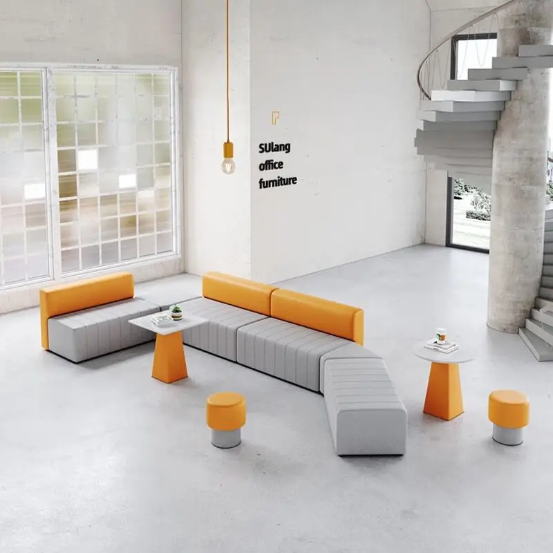 Modern Creative Profiled Fabric Arc Sofa with Tea Table Simple Office & Leisure Combination for Apartment & School Use — image 6