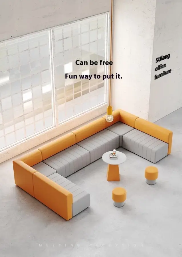 Modern Creative Profiled Fabric Arc Sofa with Tea Table Simple Office & Leisure Combination for Apartment & School Use — image 7