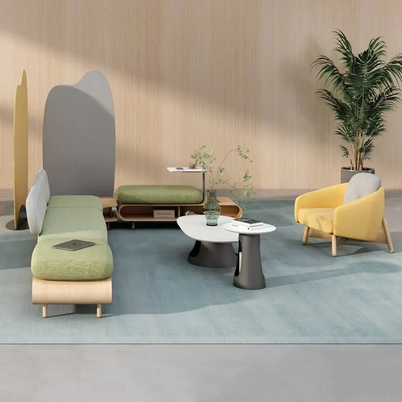 Creative Modern Wooden Office Sofa and Coffee Table Combination for Villa Use Multi-functional Modular Design — image 3