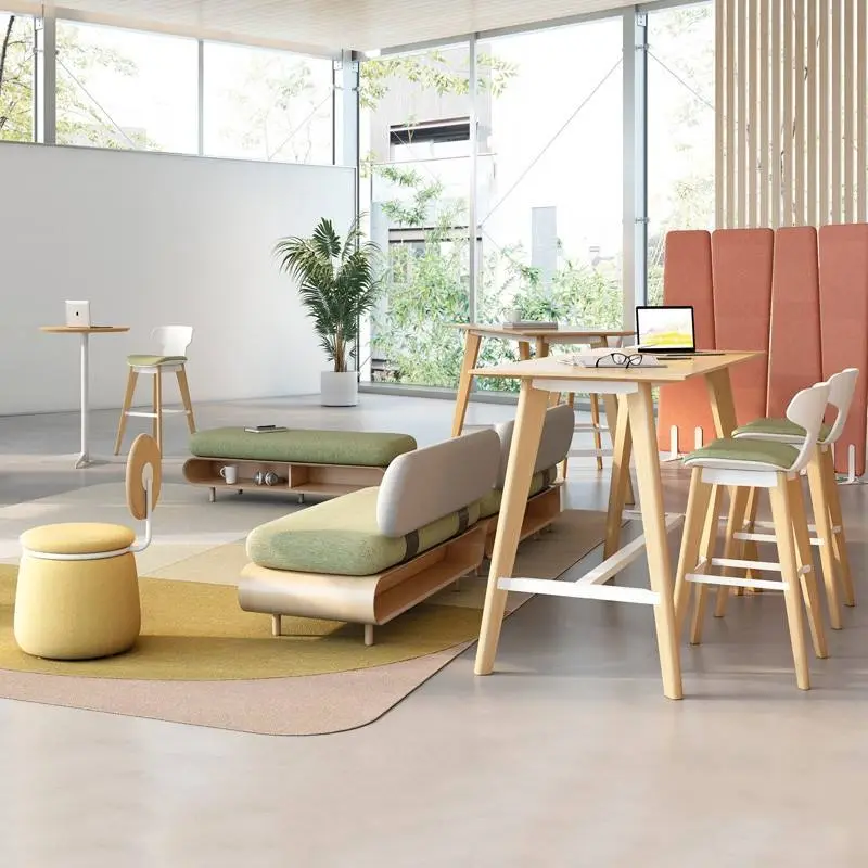 Creative Modern Wooden Office Sofa and Coffee Table Combination for Villa Use Multi-functional Modular Design — image 4
