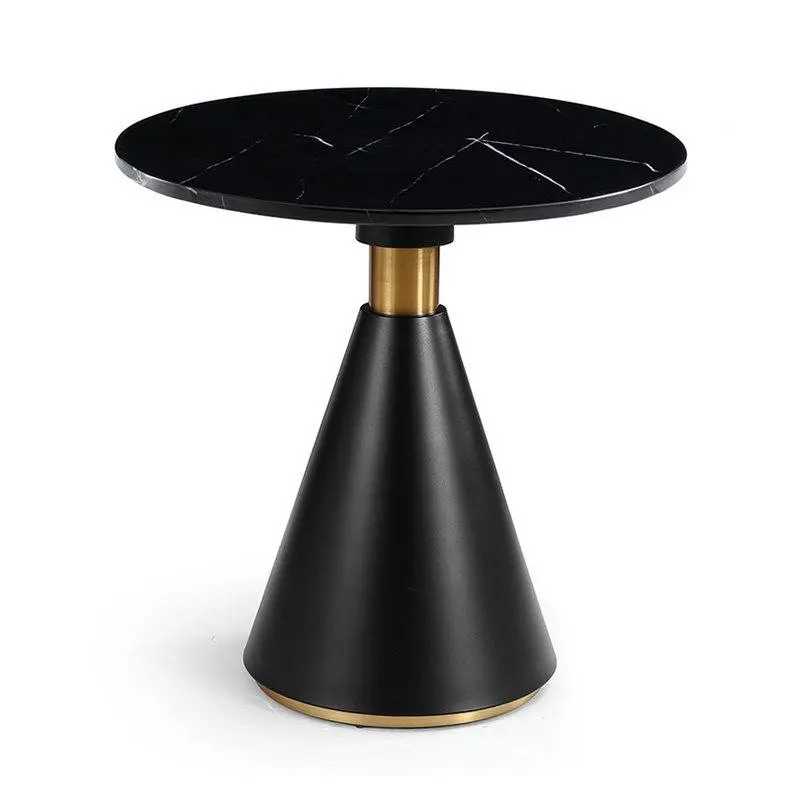 Modern Round Negotiation Table Black Office Use Multi-layer Solid Wood Top — image 3