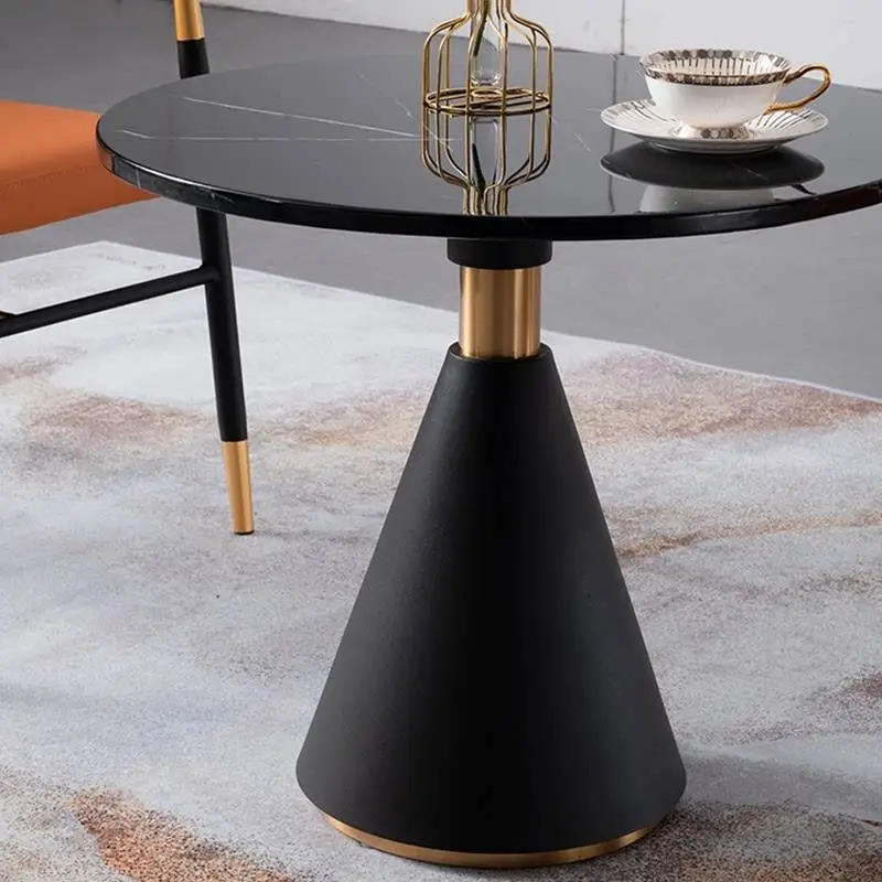 Modern Round Negotiation Table Black Office Use Multi-layer Solid Wood Top — image 4