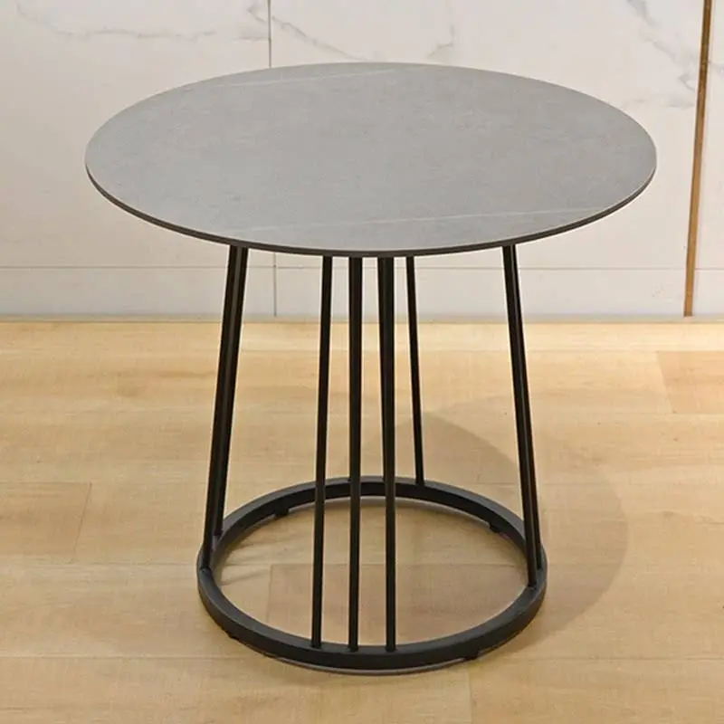 Modern Round Negotiation Table Black Office Use Multi-layer Solid Wood Top — image 5