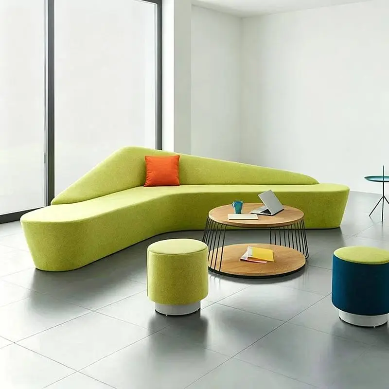 Nordic Creative Modular Reception Curved Sofa Hotel Lobby Lounge Commercial Seating Furniture Waiting Room Meeting Guest — view 1