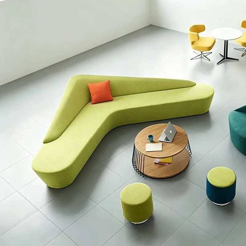 Nordic Creative Modular Reception Curved Sofa Hotel Lobby Lounge Commercial Seating Furniture Waiting Room Meeting Guest Area — image 4